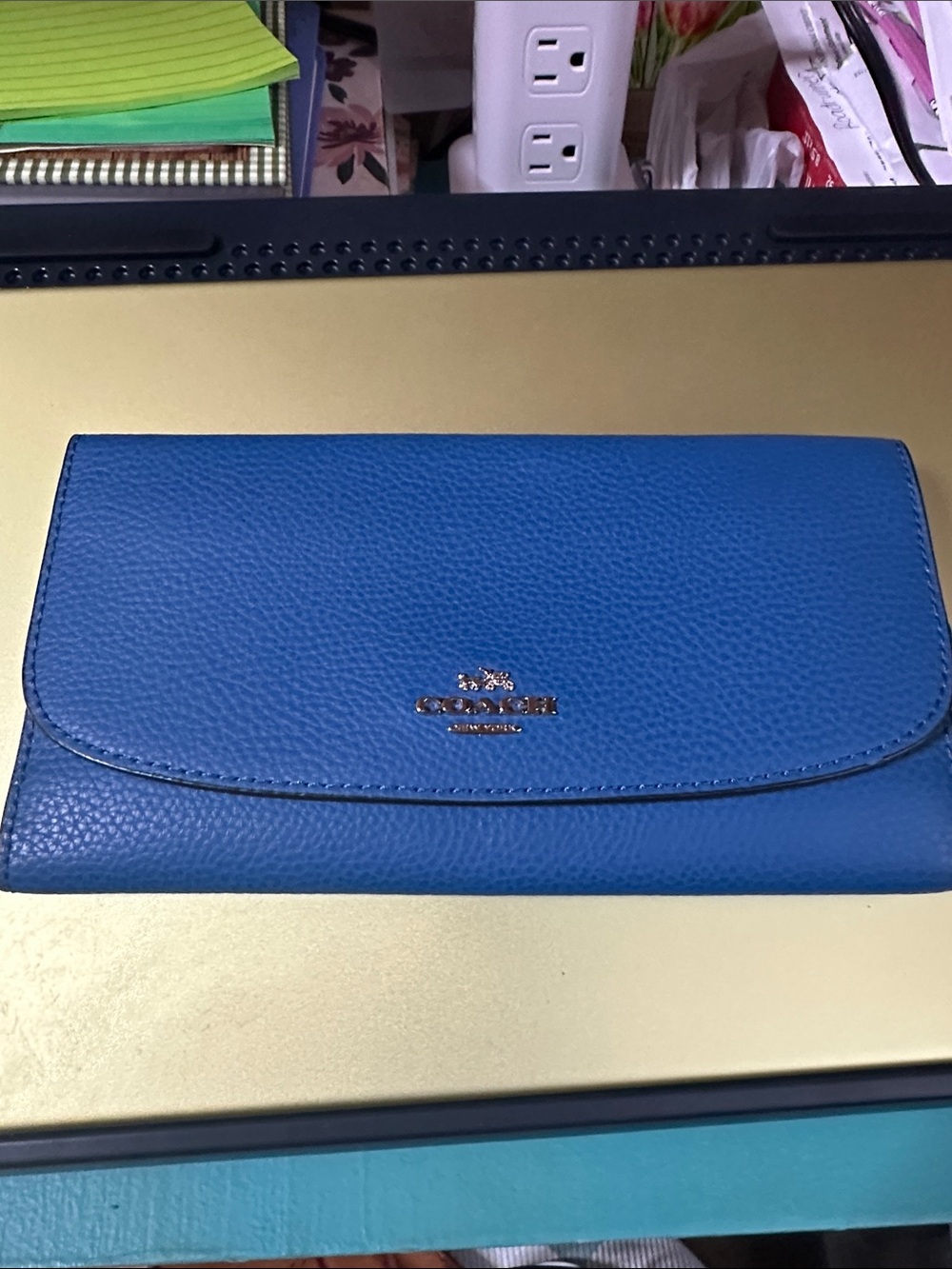 Coach Blue Pebbled Leather Wallet